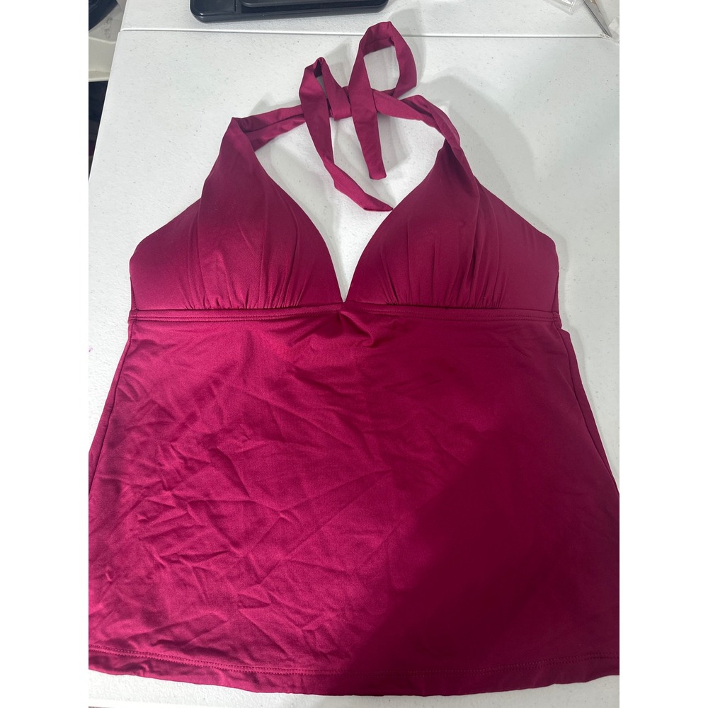 Mossimo Womens Plum Halter Tankini Top Ruched V-Neck Swimwear Size Medium